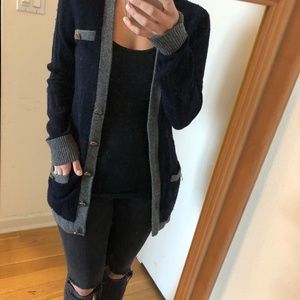 Vince Navy and Grey Cashmere Cardigan